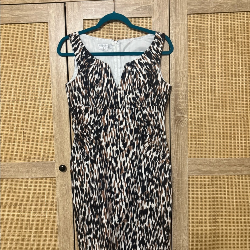 London Times Sleeveless Animal-Print Midi Dress - Brown/Black/White